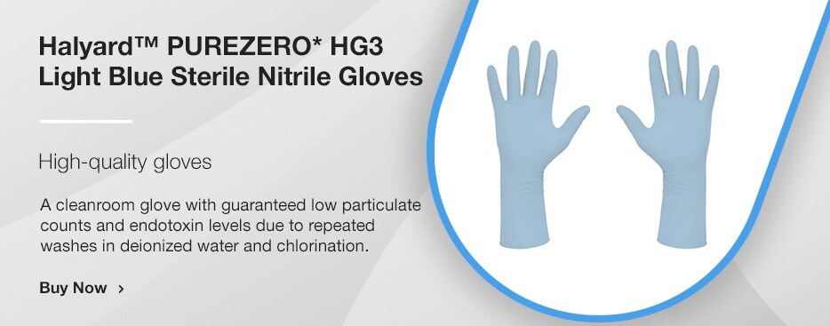 Halyard™ PUREZERO* HG3 Light Blue Sterile Nitrile Gloves