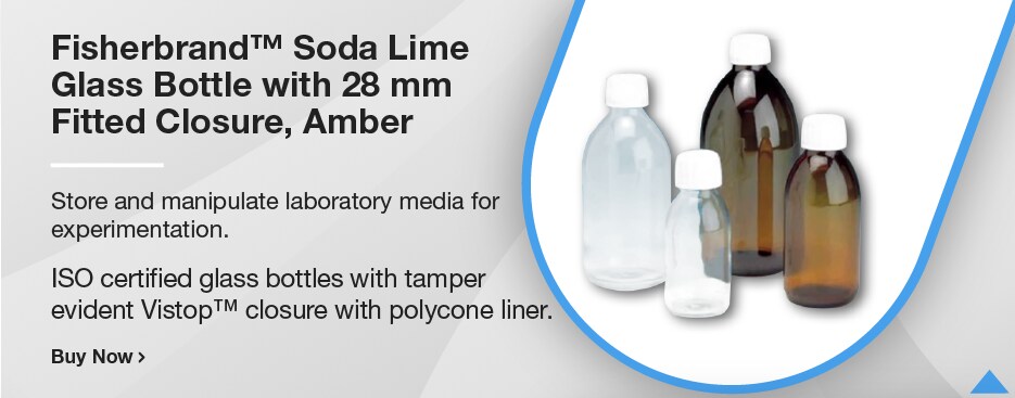 Fisherbrand™ Soda Lime Glass Bottle with 28mm Fitted Closure, Amber